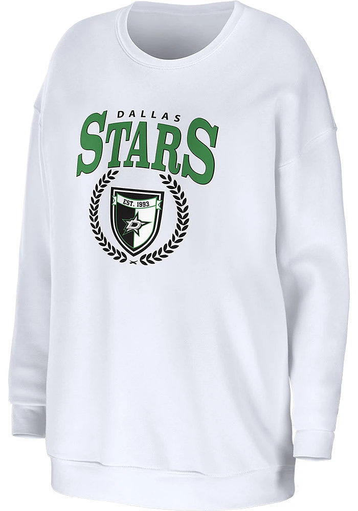 WEAR by Erin Andrews Dallas Stars Womens White Oversized Crew Sweatshirt
