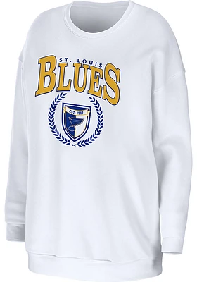 WEAR by Erin Andrews St Louis Blues Womens White Oversized Crew Sweatshirt