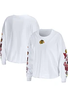 WEAR by Erin Andrews Chicago Blackhawks Womens White Celebration LS Tee