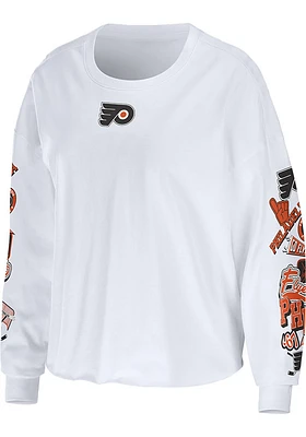 WEAR by Erin Andrews Philadelphia Flyers Womens White Celebration LS Tee