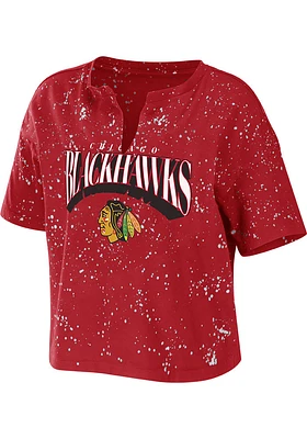 WEAR by Erin Andrews Chicago Blackhawks Womens Red Bleach Short Sleeve T-Shirt