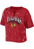 WEAR by Erin Andrews Chicago Blackhawks Womens Red Bleach Short Sleeve T-Shirt