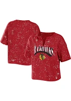 WEAR by Erin Andrews Chicago Blackhawks Womens Red Bleach Short Sleeve T-Shirt