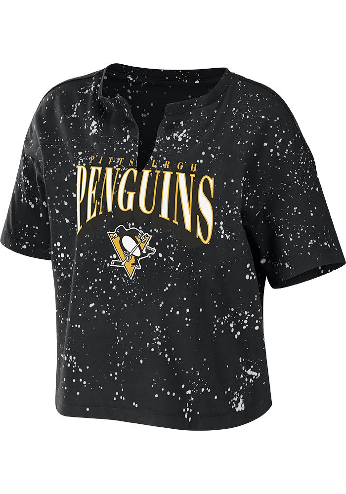 WEAR by Erin Andrews Pittsburgh Penguins Womens Black Bleach Short Sleeve T-Shirt