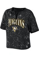 WEAR by Erin Andrews Pittsburgh Penguins Womens Black Bleach Short Sleeve T-Shirt