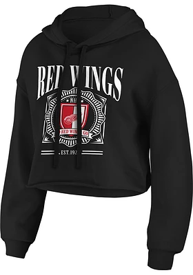WEAR by Erin Andrews Detroit Red Wings Womens Black Cropped Hooded Sweatshirt