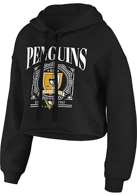 WEAR by Erin Andrews Pittsburgh Penguins Womens Black Cropped Hooded Sweatshirt