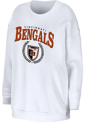 WEAR by Erin Andrews Cincinnati Bengals Womens White Oversized Crew Sweatshirt