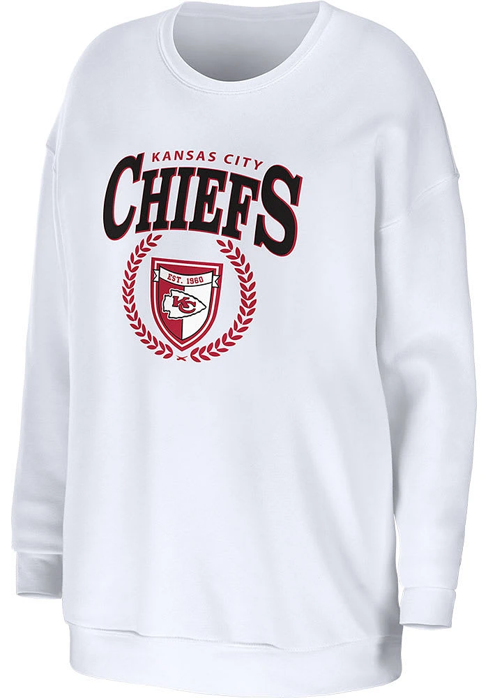 WEAR by Erin Andrews Kansas City Chiefs Womens White Oversized Crew Sweatshirt