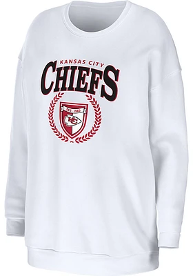WEAR by Erin Andrews Kansas City Chiefs Womens White Oversized Crew Sweatshirt