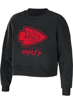 WEAR by Erin Andrews Kansas City Chiefs Womens Black Cropped Crew Sweatshirt