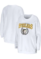 WEAR by Erin Andrews Pittsburgh Steelers Womens White Oversized Crew Sweatshirt