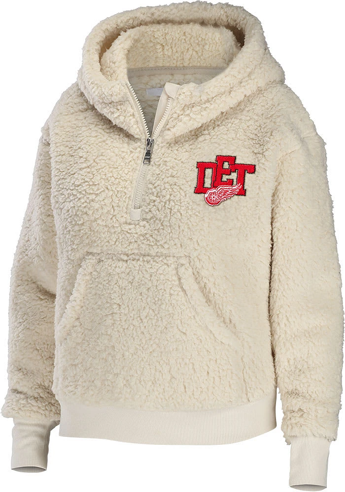 WEAR by Erin Andrews Detroit Red Wings Womens White Sherpa Hooded Sweatshirt