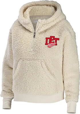 WEAR by Erin Andrews Detroit Red Wings Womens White Sherpa Hooded Sweatshirt