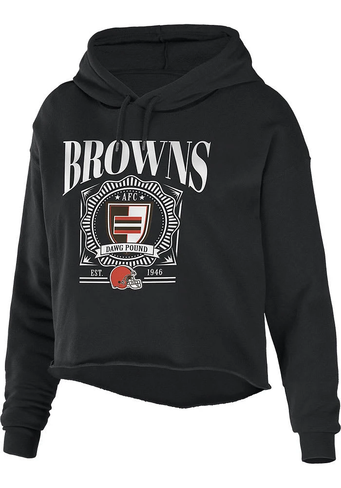 WEAR by Erin Andrews Cleveland Browns Womens Black Cropped Hooded Sweatshirt