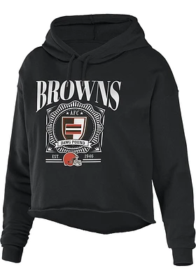 WEAR by Erin Andrews Cleveland Browns Womens Black Cropped Hooded Sweatshirt