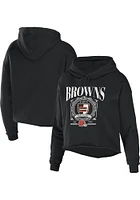 WEAR by Erin Andrews Cleveland Browns Womens Black Cropped Hooded Sweatshirt
