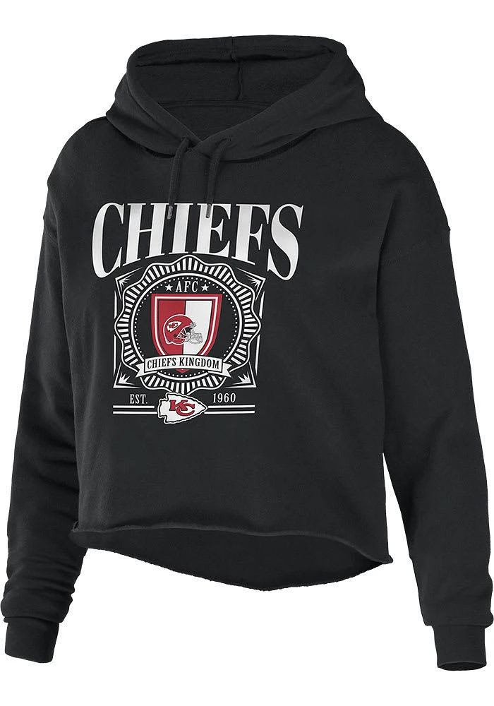 WEAR by Erin Andrews Kansas City Chiefs Womens Black Cropped Hooded Sweatshirt
