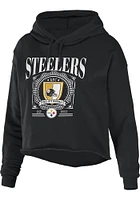 WEAR by Erin Andrews Pittsburgh Steelers Womens Black Cropped Hooded Sweatshirt