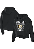 WEAR by Erin Andrews Pittsburgh Steelers Womens Black Cropped Hooded Sweatshirt