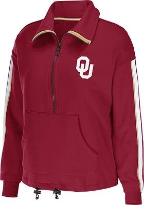 WEAR by Erin Andrews Oklahoma Sooners Womens Crimson Cinch Waist Qtr Zip