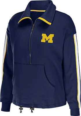 WEAR by Erin Andrews Michigan Wolverines Womens Blue Cinch Waist Qtr Zip