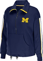 WEAR by Erin Andrews Michigan Wolverines Womens Blue Cinch Waist Qtr Zip
