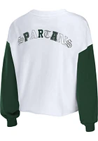 WEAR by Erin Andrews Michigan State Spartans Womens Green Mixed Letter Crew Sweatshirt