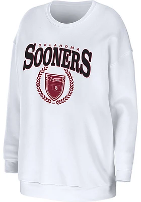 WEAR by Erin Andrews Oklahoma Sooners Womens White Seal Crew Sweatshirt