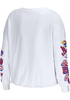 WEAR by Erin Andrews Kansas Jayhawks Womens White Celebration Crop LS Tee