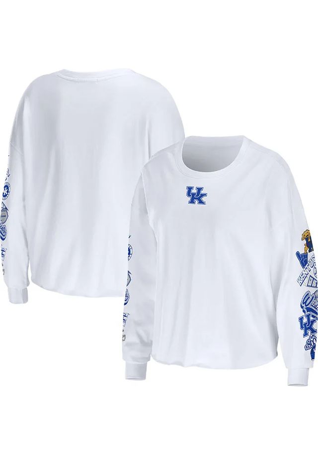 WEAR by Erin Andrews Kentucky Wildcats Womens White Celebration Crop LS Tee