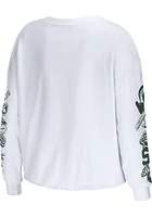 WEAR by Erin Andrews Michigan State Spartans Womens White Celebration Crop LS Tee