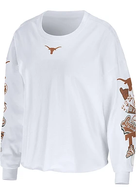 WEAR by Erin Andrews Texas Longhorns Womens White Celebration Crop LS Tee