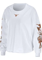 WEAR by Erin Andrews Texas Longhorns Womens White Celebration Crop LS Tee