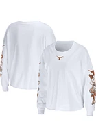 WEAR by Erin Andrews Texas Longhorns Womens White Celebration Crop LS Tee