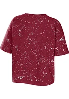 WEAR by Erin Andrews Oklahoma Sooners Womens Crimson Bleach Splatter Short Sleeve T-Shirt