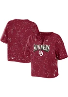 WEAR by Erin Andrews Oklahoma Sooners Womens Crimson Bleach Splatter Short Sleeve T-Shirt