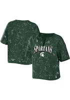 WEAR by Erin Andrews Michigan State Spartans Womens Green Bleach Splatter Short Sleeve T-Shirt
