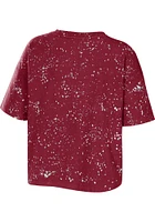 WEAR by Erin Andrews Oklahoma Sooners Womens Crimson Bleach Splatter + Short Sleeve T-Shirt