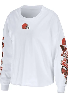 WEAR by Erin Andrews Cleveland Browns Womens White Celebration LS Tee