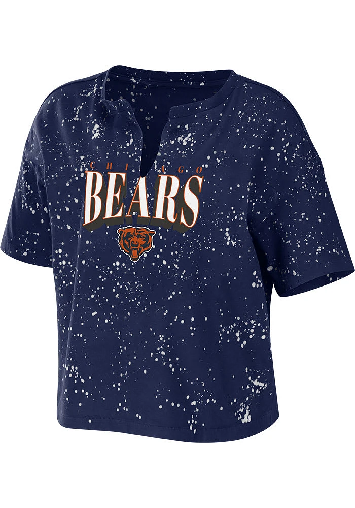 WEAR by Erin Andrews Chicago Bears Womens Navy Blue Bleach Short Sleeve T-Shirt