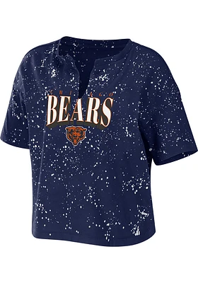 WEAR by Erin Andrews Chicago Bears Womens Navy Blue Bleach Short Sleeve T-Shirt