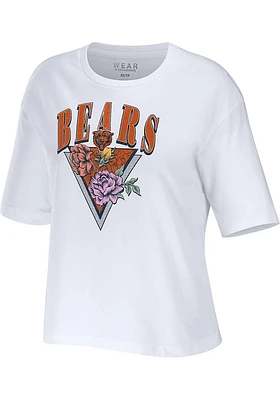 WEAR by Erin Andrews Chicago Bears Womens White Floral Short Sleeve T-Shirt
