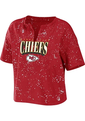 WEAR by Erin Andrews Kansas City Chiefs Womens Red Bleach Short Sleeve T-Shirt