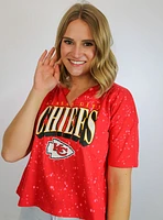 WEAR by Erin Andrews Kansas City Chiefs Womens Red Bleach Short Sleeve T-Shirt