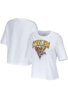 WEAR by Erin Andrews Pittsburgh Steelers Womens White Floral Short Sleeve T-Shirt