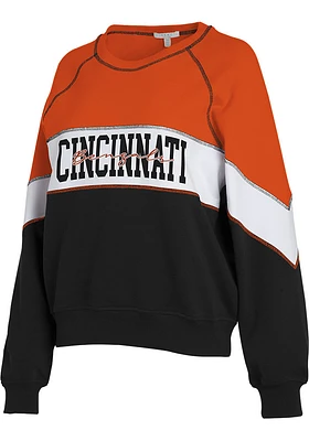 WEAR by Erin Andrews Cincinnati Bengals Womens Black Color Block Crew Sweatshirt