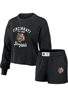 WEAR by Erin Andrews Cincinnati Bengals Womens Black Waffle PJ Set