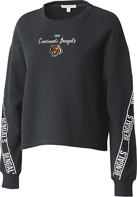 WEAR by Erin Andrews Cincinnati Bengals Womens Black Taping Crew Sweatshirt