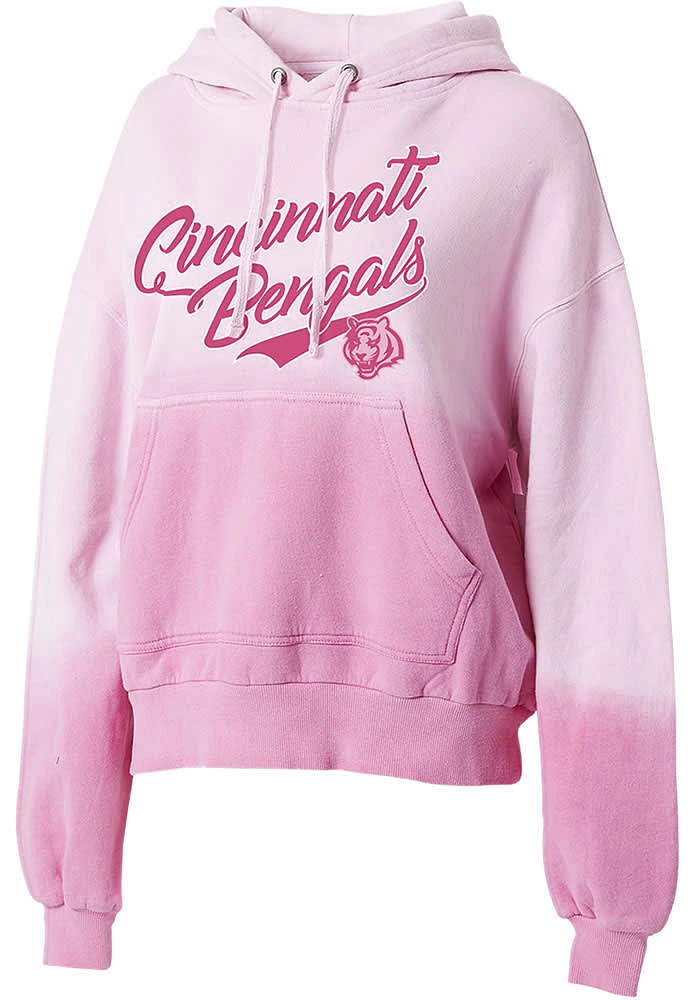 WEAR by Erin Andrews Cincinnati Bengals Womens Pink Dip Dye Hooded Sweatshirt